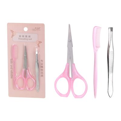 China Wholesale Eyebrow Clip Eyebrow Trimming Comb Eyebrow Trimming Tweezers Set For Brows Stainless Steel Manicure for sale