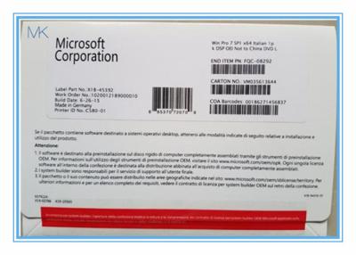 China Genuine OEM Key Microsoft Windows Updates For Windows 7  32 Bit / 64 Bit Italian Version for sale