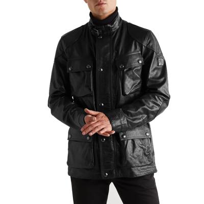 China Waterproof Mens Leather Jacket Hoodie Motorcycle Fashion Black Custom Mens Leather Jackets And Coats for sale