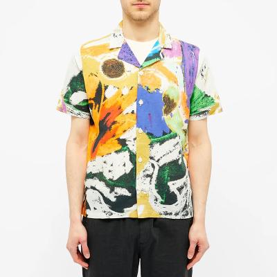 China High Quality Anti-pilling Mens Shirts Wholesale Latest Design Mens Flowers Printed Shirts Short Sleeve for sale