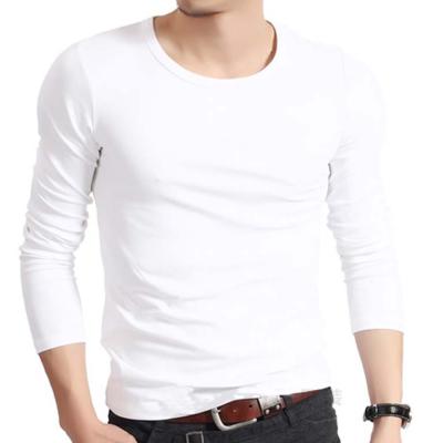 China Anti Shrink Custom Make Different Colors Round Neck Cotton White Full Long Sleeve T Shirt For Men for sale