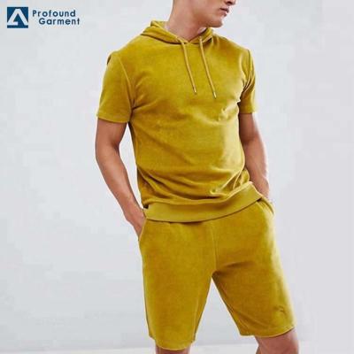 China Wholesale Custom White Anti-pilling Short Sleeve Men Hoodie In Yellow for sale