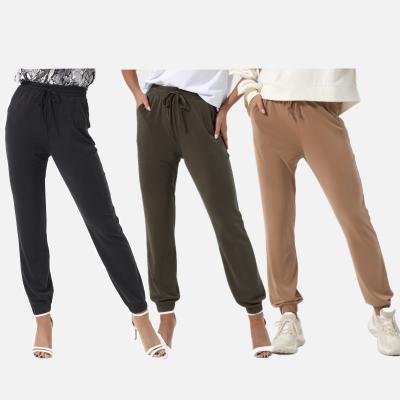 China Anti-wrinkle Modal Fabric Casual Drawstring Waist Women Loose Jogger Pants Cooling Office Pants Ladies Trousers for sale