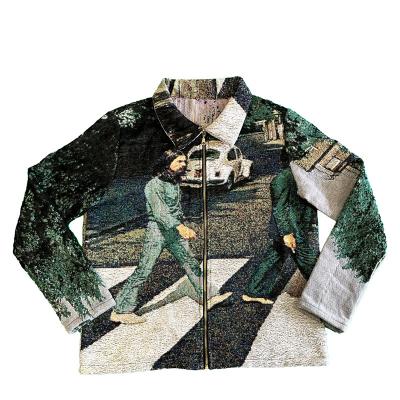 China Custom Waterproof Man Tapestry Jacket Street Wear Casual Plus Size Mens Jackets Cover Full Zipper Coat Chaqueta Tapestri Mat Jacket for sale