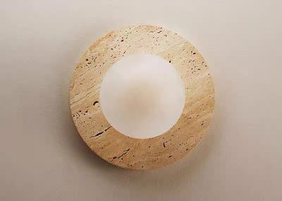 China Yellow stone white marble  led round and long and plating gold wall lamp for project for sale