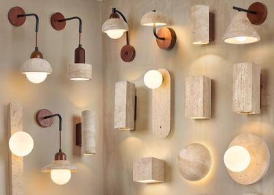 China Yellow travertine wall lamp bedroom bedside living room background wall homestay corridor entrance staircase balcony lamp for sale