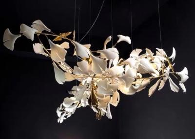 China Restaurant Projects Large Custom Made Lamp White Ceramic Flower Pendant Light Leaf Chandelier for sale