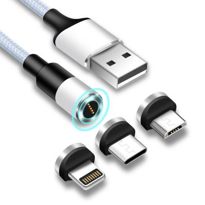 China High quality white card 3 in 1 led usb magnetic fast charging data cable for iphone for sale