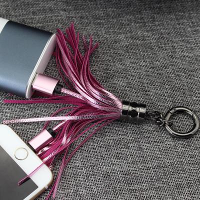 China For Android Key Chain USB Cable Tassel Custom Braided Charging USB Data Transfer Cable for sale