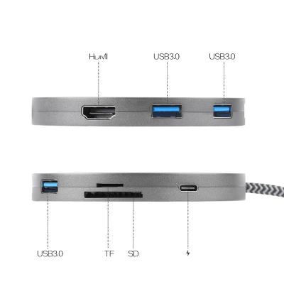 China Charging+Data Transfer+Video Output 8 in 1 USB 3.0 Type C USB Hub Hot Selling USB 3.0 Type 4K Hub with Wireless Charger Function for sale