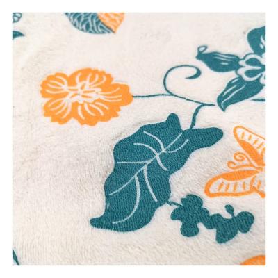 China Breathable Soft Velvet With Creative Double Colors Flower And Butterfly Printing Plush Rabbit Fur PV Fabric Garment Textile Velvet Fabric for sale