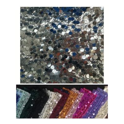 China Hot Sale OME 100%Polyester Breathable Silver Color 1CM Fish Scales Sequin Embroidery Mesh Fabric Warp Fabric For Skirts Dress for sale