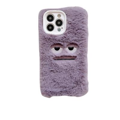 China Shockproof Custom In Winter Roll Her Eyes Plush Phone Case For iPhone 14 Pro Max for sale