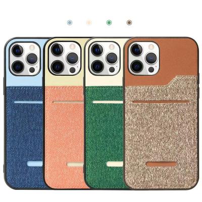 China Shockproof Multi Functional Leather Denim Phone Case With Card Holder For iPhone Case for sale