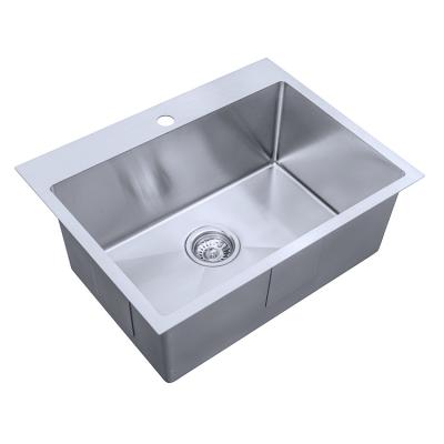 China Without Faucet Square Stainless Steel Kitchen Sink Handmade Single Bowl With Waste for sale