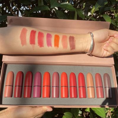 China 2021 bestselling waterproof make up bullet matte lipstick set 12 color waterproof lipstick gift box for girls accept custom logo for sale