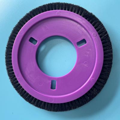 China Lk Stenter Machine Parts Brush Wheel Purple Plastis Body Black Nylon Hair 3 Holes Easy Installation for sale