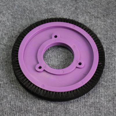 China Customized Stenter Machine Parts Brush Wheel Purple Plastic Body Mixed Bristle Pig Hair 8 Holes for sale