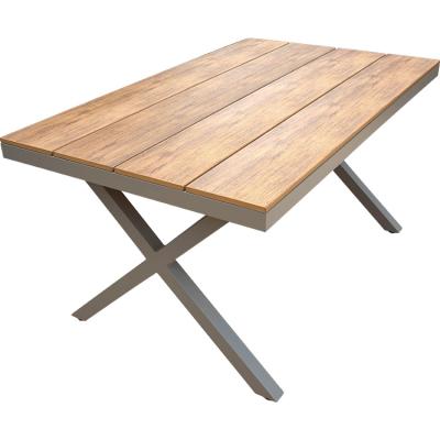 China Rectangle Restaurant Good Design Outdoor And Indoor Waterproof Aluminum Plastic Wooden Table for sale