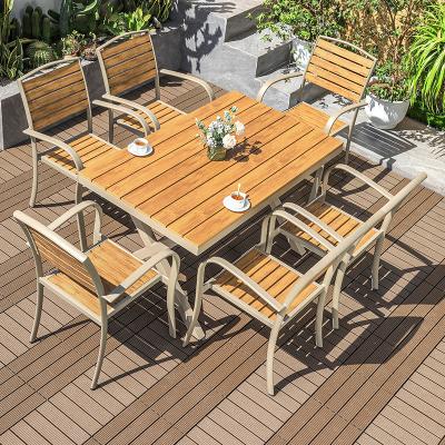 China Good Design Best Selling Modern Teak Patio Dining Outdoor Tables And Chairs Set For Cafes And Restaurants for sale