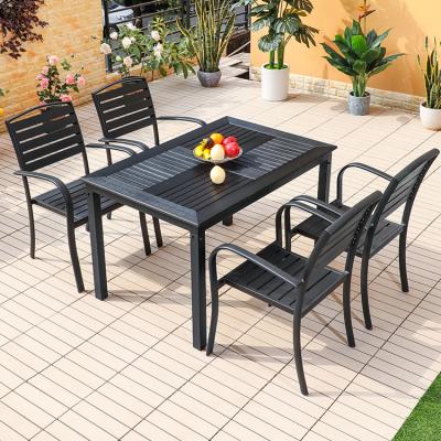 China Good Design Morden Style Black Water Proof Restaurant Outdoor Furniture Dining Table And Chair Set for sale