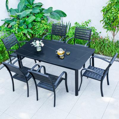 China New Design Hot Sale Good Selling Patio Garden Restaurant Waterproof Dining Table and Chairs Wooden Outdoor Furniture for sale