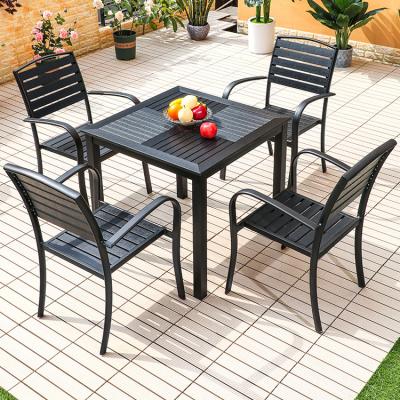 China Good Design Morden Style Black Water Proof Dining Restaurant Set Outdoor Furniture Coffee Table And Chair for sale