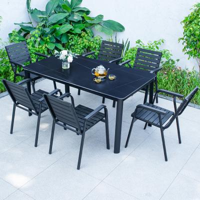 China Good Design Best Selling Outdoor Dining Table And Patio Garden Chairs Black Outdoor Furniture Set for sale