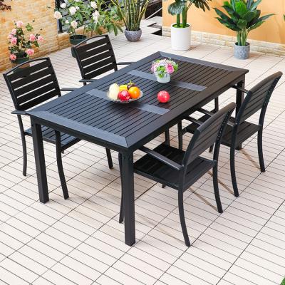 China Good Design Top Quality Black Outside Garden Patio Furniture Outdoor Dining Table And Chair Set for sale