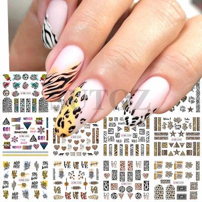 China 2022 Nail Art Watermark Big Nail Sticker Central Institute of Statistics Jingdian Sticker to Leopard Cow Paper Animal Love for sale