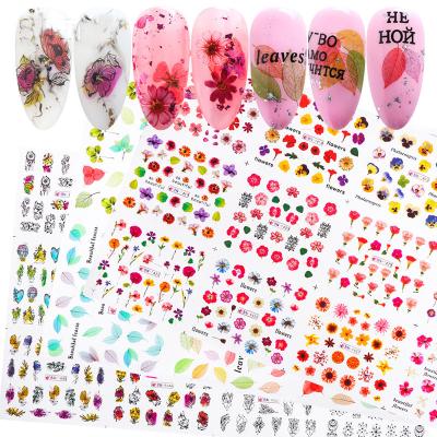 China Nail Dry Flower Sticker Mold Flower Nail Stickers Supply Border Real Dried Floral Flower Sticker Water Transfer Sea for sale