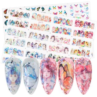 China Butterfly border net red cartoon characters Central Institute of Statistics nail stickers hot supply watermark nail stickers nail for sale