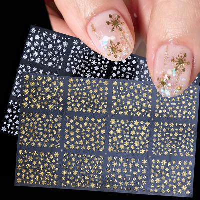 China Border Nail Stickers Supply Nail Stickers Gold and Silver Series 3D Back Glue Nail Stickers Christmas Nail Jewelry Large for sale