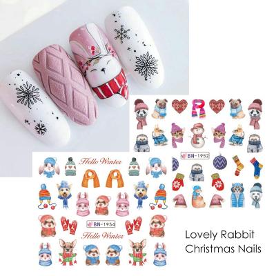 China New Statistical Institute of Statistics Santa Claus Penguin Snowflake Border New Animal Watermark Nail Sticker Nail Large for sale