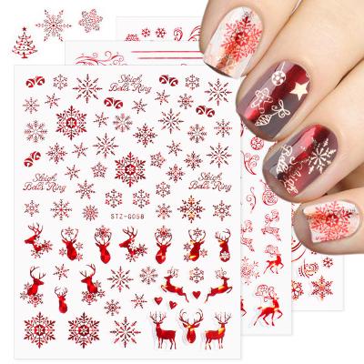 China Retro Christmas Elks Series Elks Snowflake Border Red Tree Nail Stickers Supply Adhesive Nail Stickers Central Institute of Statistics Nail Stickers for sale