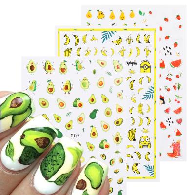 China Orange Cute Nail Stickers Youth Girl Glue Nail Stickers Central Institute of Statistics Japanese Border Strawberry Avocado for sale