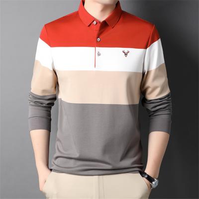 China Anti-pilling Golf Polo Shirts For Men Formal Polo T-Shirt Striped Long Sleeve Polo Shirt for sale