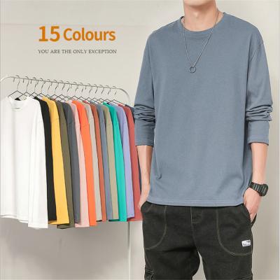 China Cheap custom mens long sleeve shirts 100% cotton printing anti-pilling fashion formal long sleeve t-shirt men's t-shirt for sale