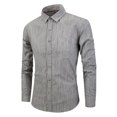 China Anti-pilling OEM Top Sale Mens Cotton Woven Collar Plain Long Sleeve Shirt for sale