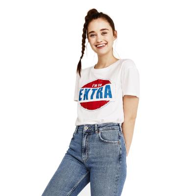 China Women's Anti-Shrink Custom White Cotton Logo Print Oversized Basic T-Shirt for sale