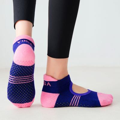 China Custom Logo Antibacterial Yoga Socks For Women Non Slip With Grips Pilates Socks Ballet Barefoot Workout for sale