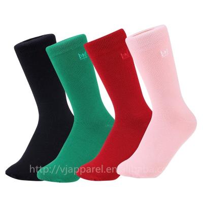 China Wholesale Men's Solid Colorful OEM Antibacterial Knitted Embroidery Custom Logo Business Bamboo Socks for sale