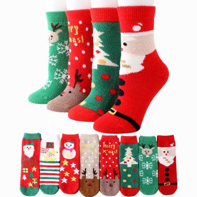 China New Crew Fashion Antibacterial Thermal Cotton Bangs Fuzzy Socks Christmas for sale