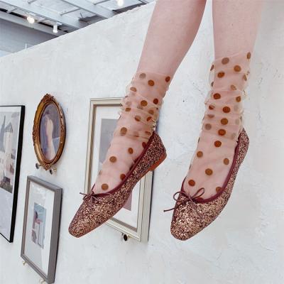 China Trend Antibacterial Dot Transparent Lace Socks For Women Spring Mesh Sock Summer for sale