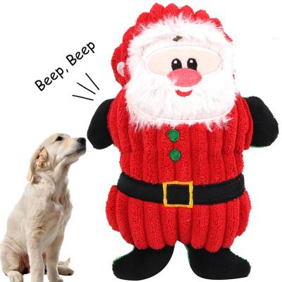 China Viable Wholesale Santa Claus Snowman Bear Cotton Chew Plush Dog Christmas Squeaky Dog Toys for sale