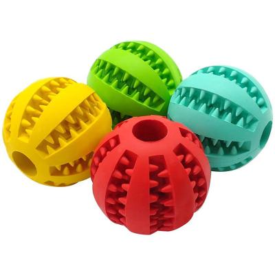 China Popular Viable Dental Care Teeth Cleaning Durable Natural Rubber Pet Chew Ball Rubber Dog Toy for sale