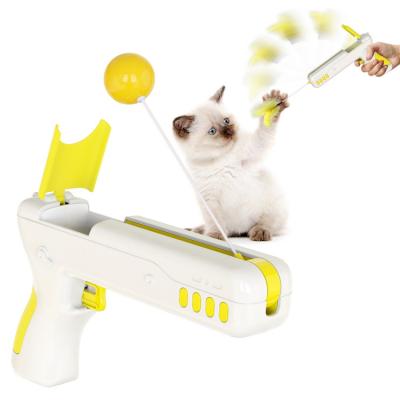 China Factory Price Viable Interactive Ball Feather Magic Wand Swing Gun Cat Gun Teasing Toy for sale