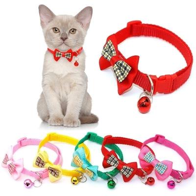 China Factory Outlet Thoughtful Wholesale Multi-colors Design Print Adjustable Fashion Nylon Cat Collar With Bell for sale