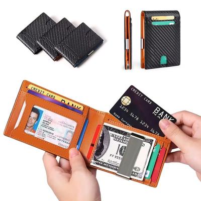 China Hot Selling Waterproof Rfid Blocking Mini Men's Wallet Carbon Fiber Fashion Slim Minimalist Cash Card Holder Teen Waterproof Leather Purse for sale