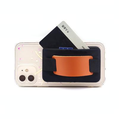 China Multifunctional Vintage Stock Wallet With Elastic Finger Grip Stick On Phone Credit ID Business Card Holder Wallet for sale